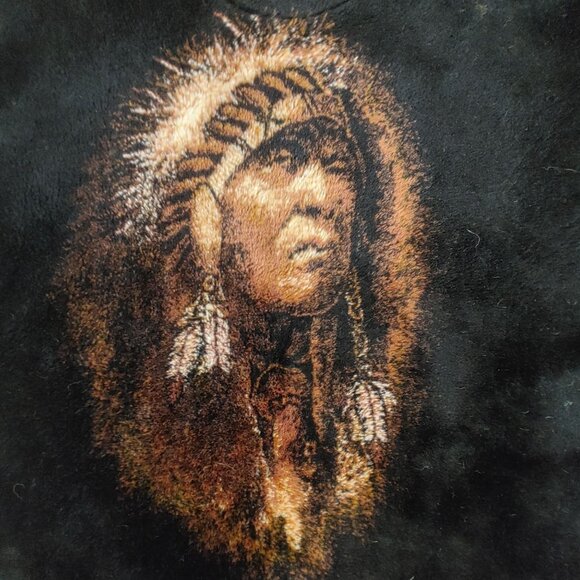 Bear Ridge Outfitters XL Fleece Jacket Vintage Native American Chief Wolf Patch - Picture 8 of 10